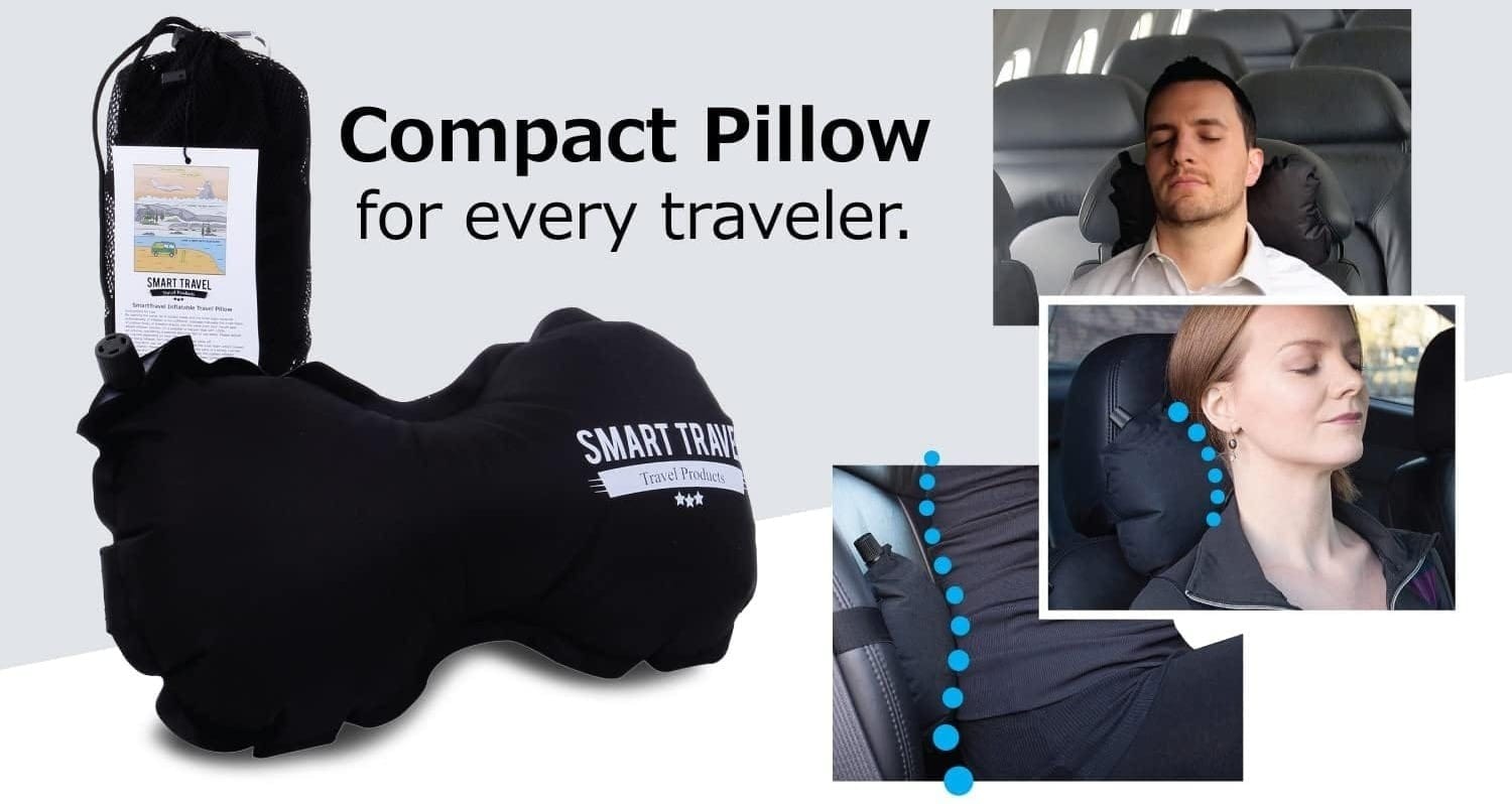 SmartTravel Inflatable Lumbar Travel Pillow for Airplane