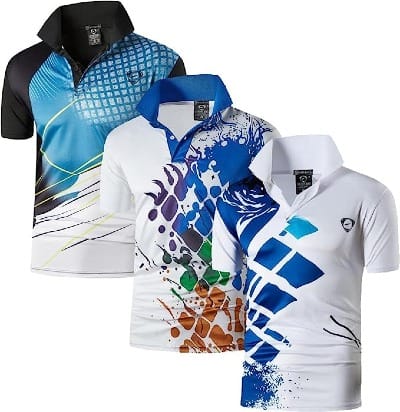 Sportides Men's 3 Packs Quick Dry Fit Sport Polo Tee Shirt