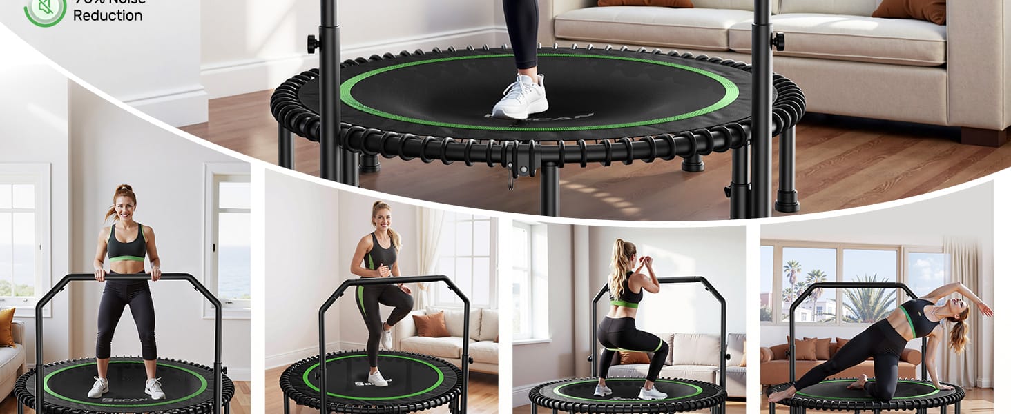 BCAN 450/550 LBS Foldable Mini Trampoline, 40"/48" Fitness Trampoline with Bungees