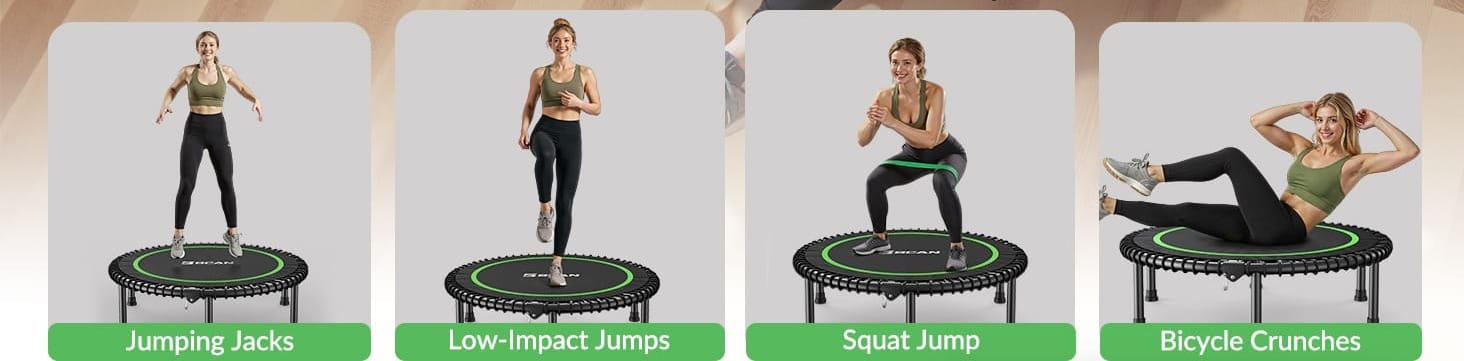 BCAN 450LBS/550LBS Foldable Mini Trampoline, 40"/48" Fitness Trampoline with Durable Bungees