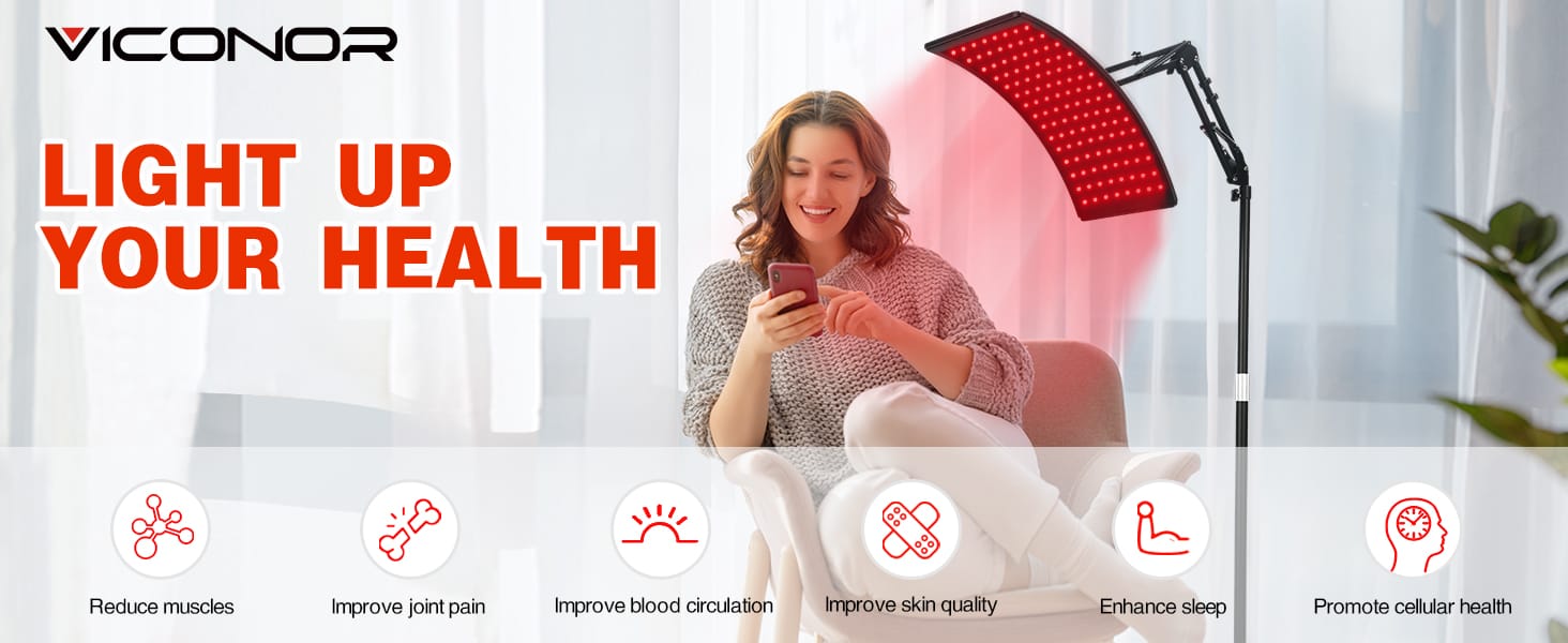 Red Infrared Light Therapy Lamp with Stand